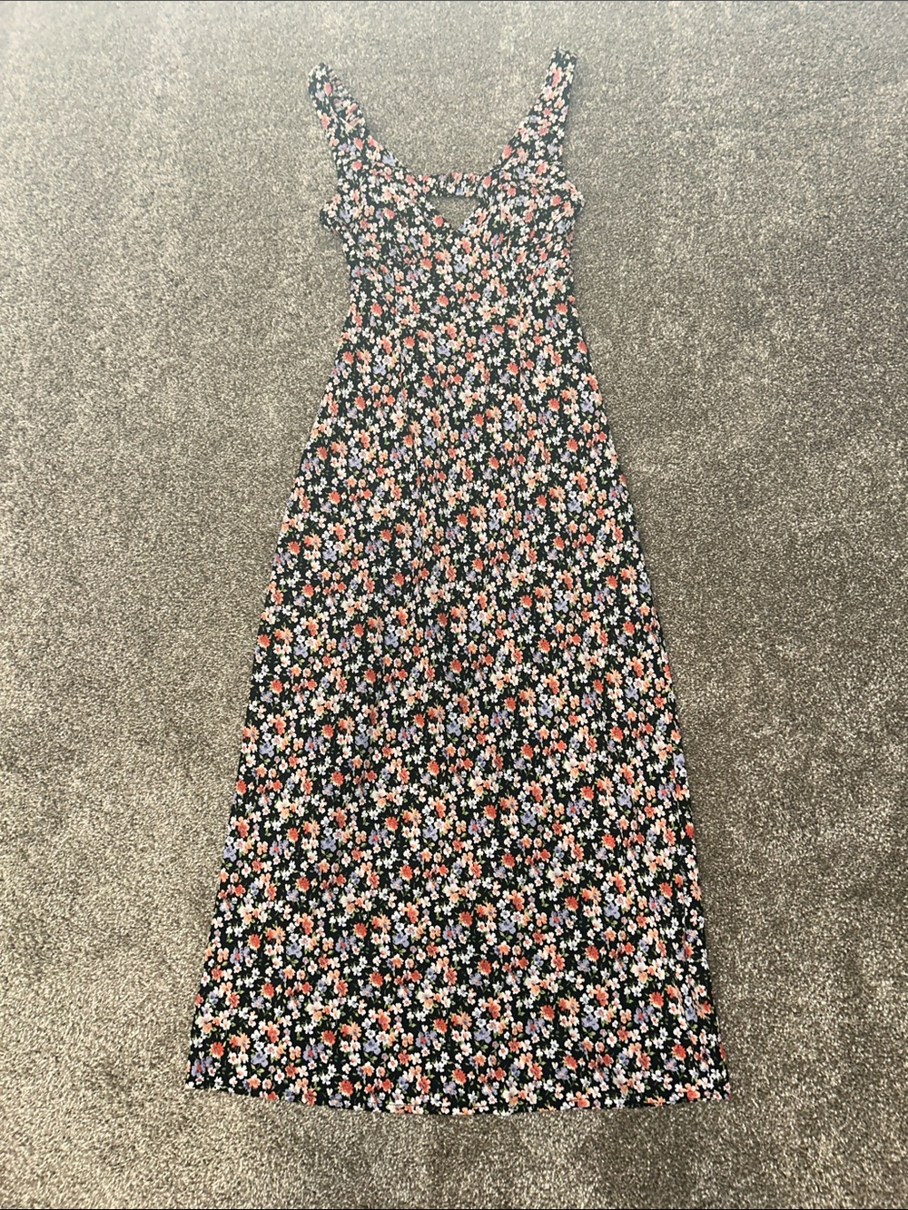 Princess Polly Black Maxi Dress with Pink & Orange Floral Print